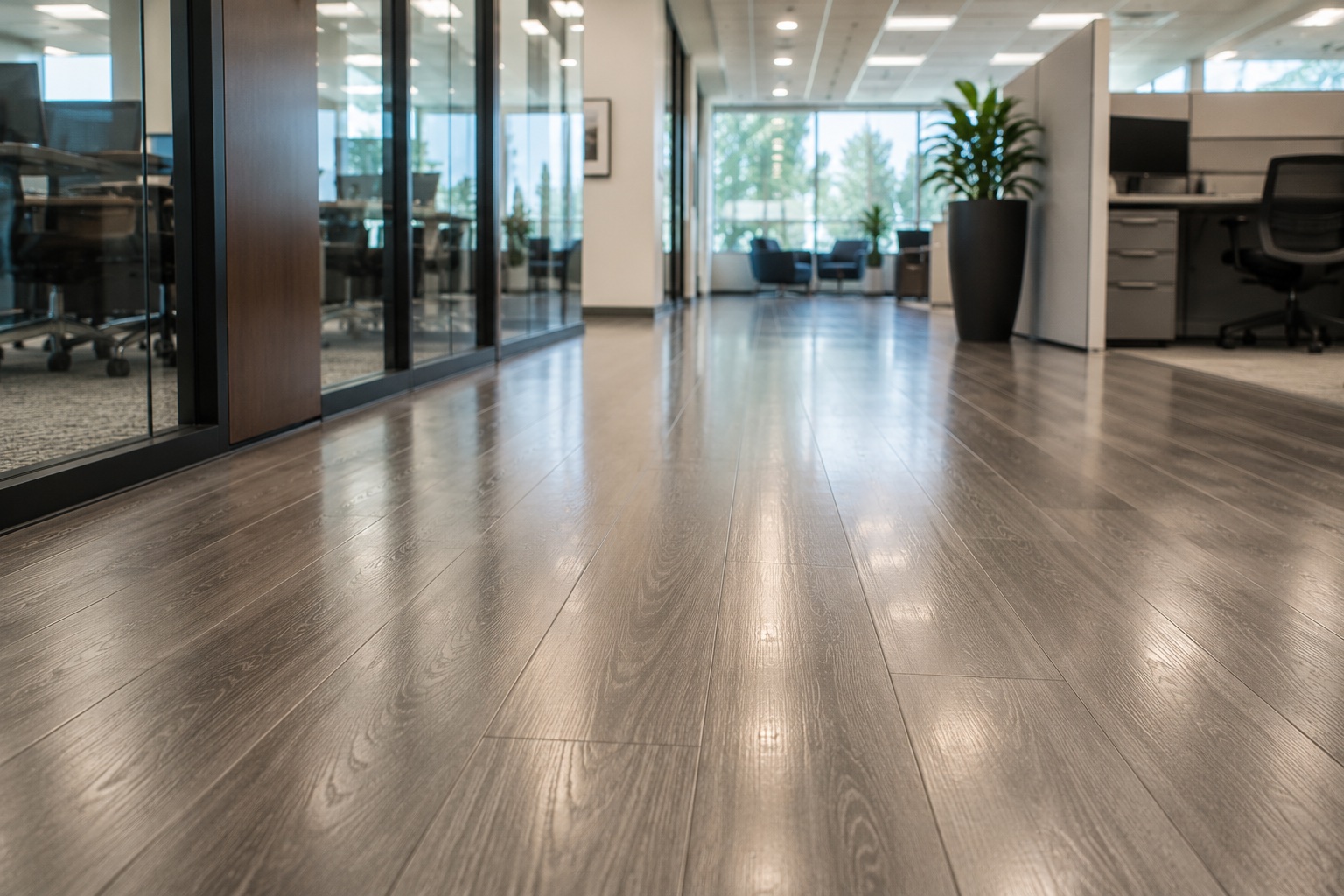 busy office cleaning